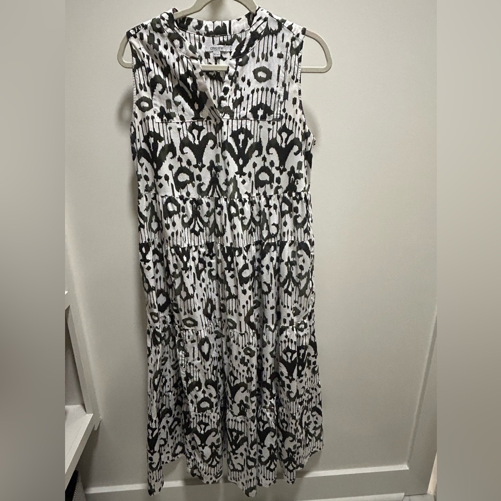 Chico's Olive and White Patterned Maxi Dress